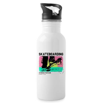 Skateboarding Skate Skater Skateboard Sk8 Vintage - Trinkflasche mit integriertem Trinkhalm - Weiß - Rechts
