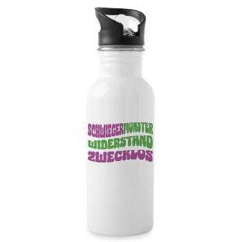 Schwiegermonster Widerstand zwecklos - Trinkflasche mit integriertem Trinkhalm - Weiß - Rechts