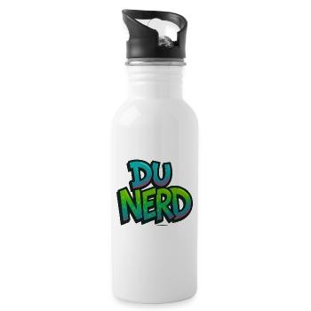 Nerd design with gradient - Water bottle with straw - white - Right
