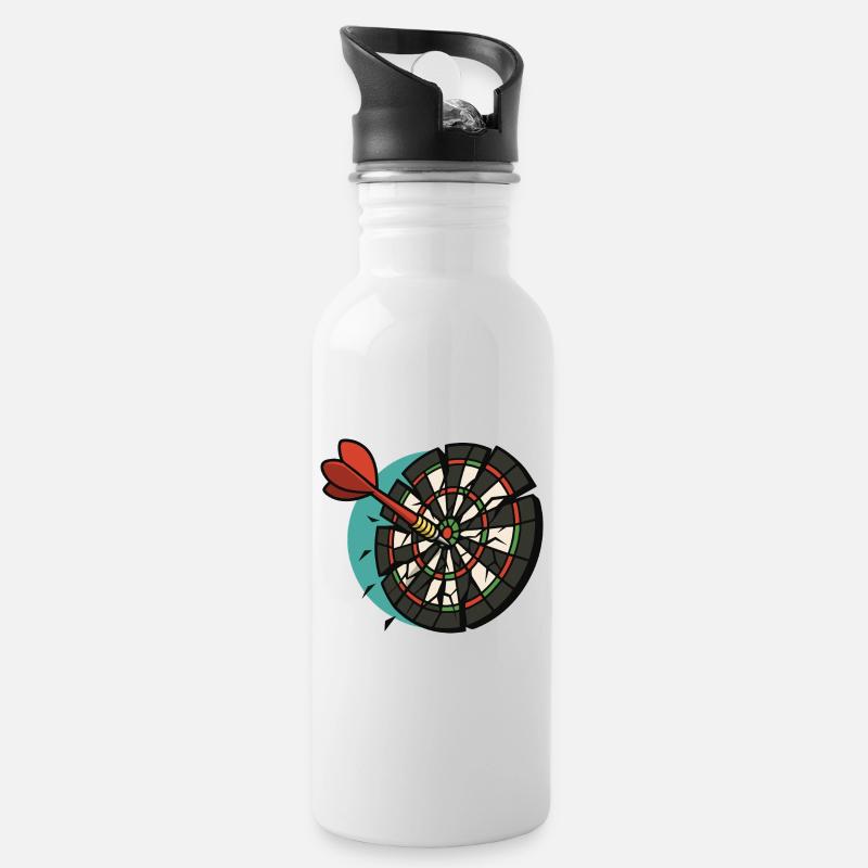 Bullseye Breaker - Trinkflasche mit integriertem Trinkhalm - Weiß
