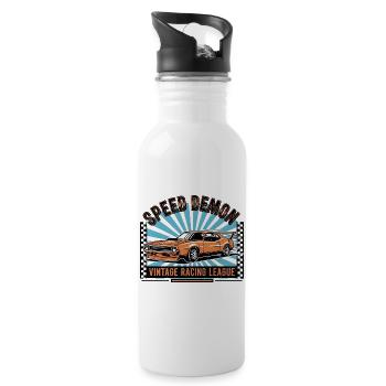 Vintage racing car Speed Demon design - Water bottle with straw - white - Right