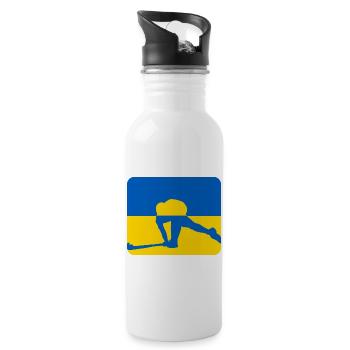 Ukraine Peace Hockey Design - Water bottle with straw - white - Right