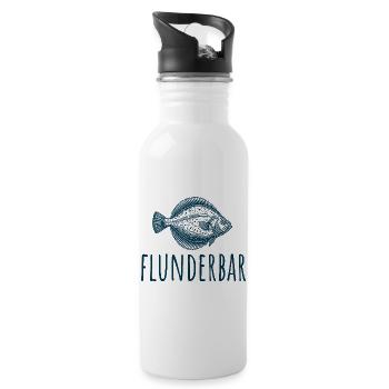 Zielfisch Flunder - Flunderbar - Angler Geschenk - Trinkflasche mit integriertem Trinkhalm - Weiß - Rechts