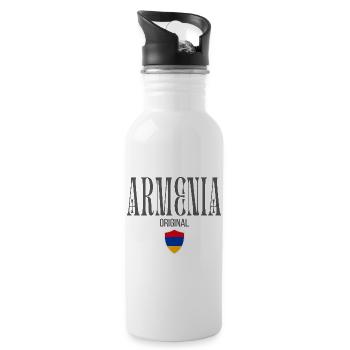Ursprünglich aus Armenien, geboren in Armenien - Trinkflasche mit integriertem Trinkhalm - Weiß - Rechts