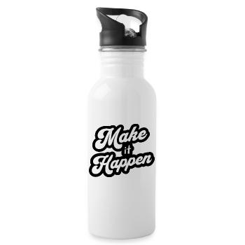 Motivation Positiv Make It Happen - Trinkflasche mit integriertem Trinkhalm - Weiß - Rechts
