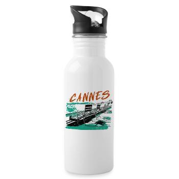 Cannes Côte d'Azur Illustration - Water bottle with straw - white - Right