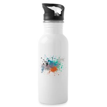 Color Explosion Art Inspired Design - Water bottle with straw - white - Right