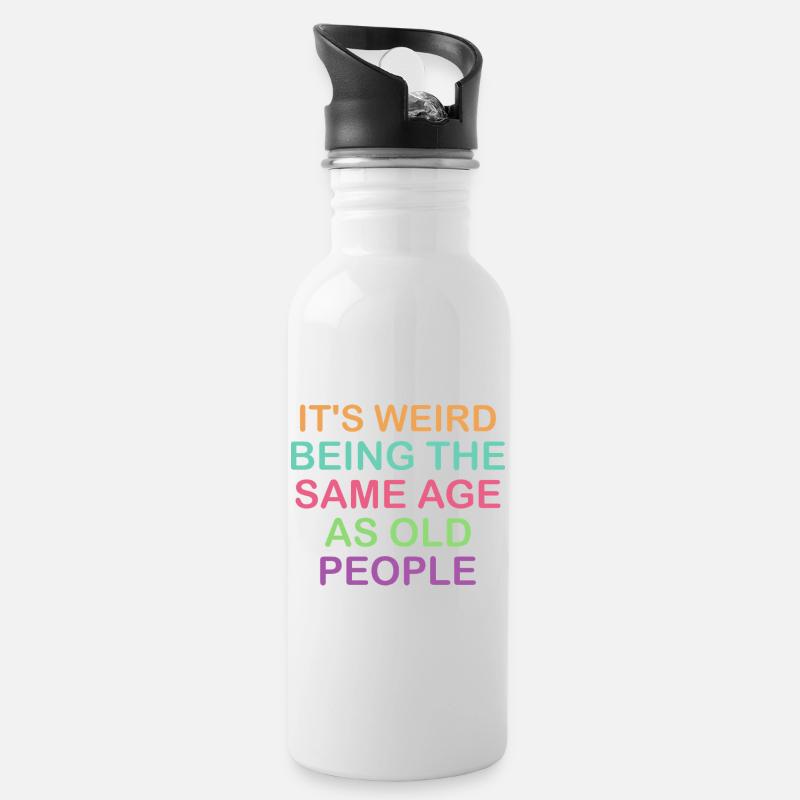 Humorvolles Altersvergleich Design - Trinkflasche mit integriertem Trinkhalm - Weiß