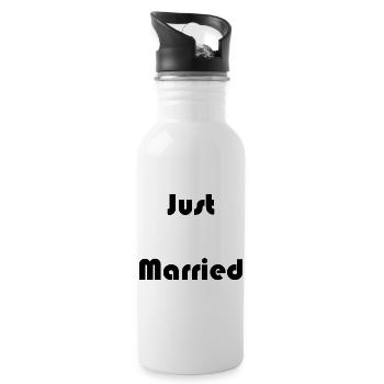 JUST MARRIED. Bachelorette party. VALENTINE'S DAY. COUPLE - Water bottle with straw - white - Right