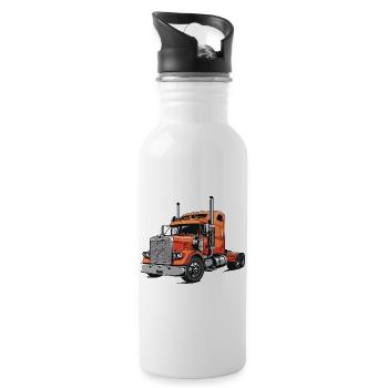 semi-camion flamme rouge illustration - Gourde avec paille intégrée - blanc - Droite