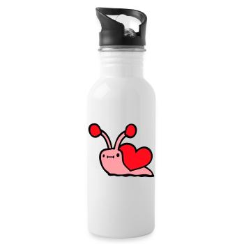Snail Heart Snail Shell Cute Love Romantic - Water bottle with straw - white - Right
