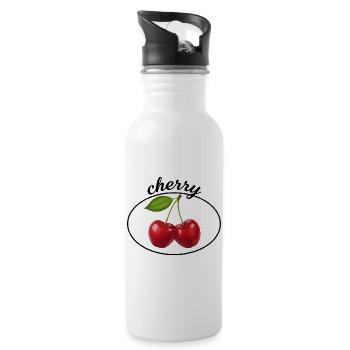 Emblème Duo Cerise - Gourde avec paille intégrée - blanc - Droite