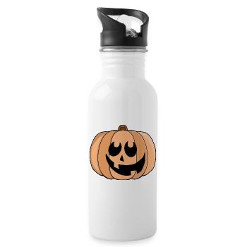 Playful Pumpkin Grin - Water bottle with straw - white - Right