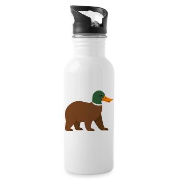 Le canard ours - il a du bec !  - Gourde avec paille intégrée - blanc - Droite