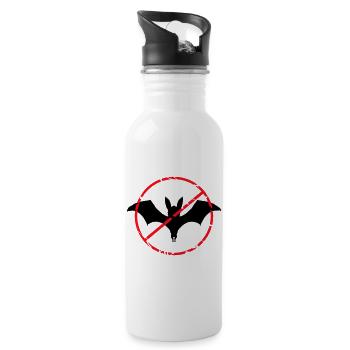 Keine Fledermäuse Schild verboten Halloween lustig - Trinkflasche mit integriertem Trinkhalm - Weiß - Rechts