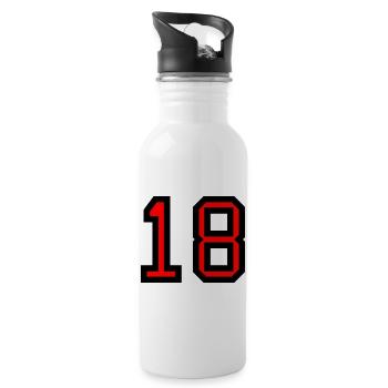 18. 18 ANS. 18e ANNIVERSAIRE. ANNIVERSAIRE 18 ANS. - Gourde avec paille intégrée - blanc - Droite