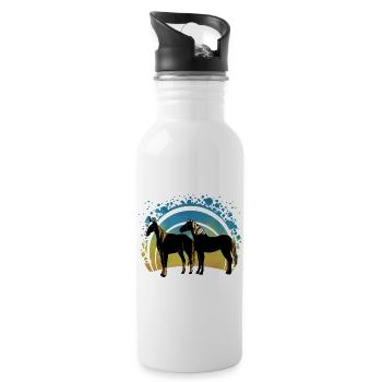 Horses - Water bottle with straw - white - Right