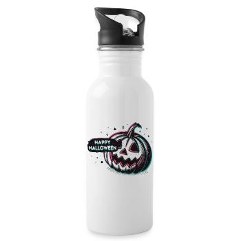 Pumpkin Retro Happy Halloween - Water bottle with straw - white - Right
