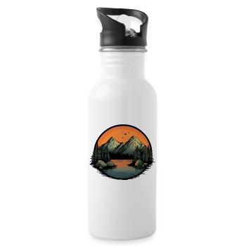 Montagnes Nature - Gourde avec paille intégrée - blanc - Droite