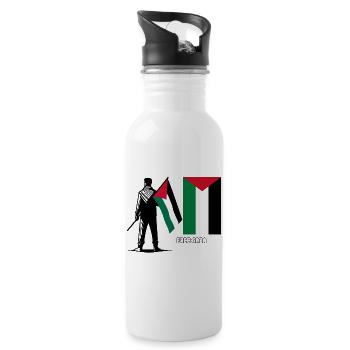 Abstract Sluette Colorful Blocks - Water bottle with straw - white - Right