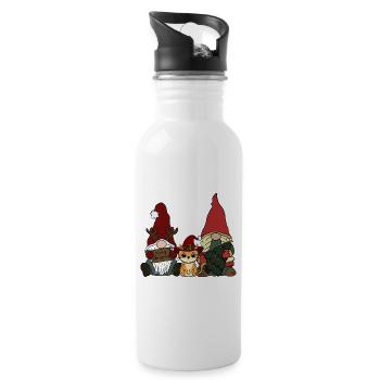 Katze Weihnachten - Trinkflasche mit integriertem Trinkhalm - Weiß - Rechts