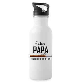 Baby in class on minimalist orange bar - Water bottle with straw - white - Right