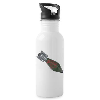 Mit Liebe aus der Ukraine - Trinkflasche mit integriertem Trinkhalm - Weiß - Rechts
