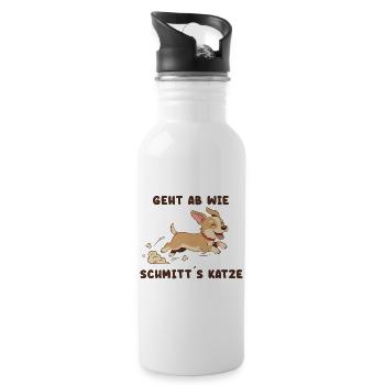 Flinker Corgi Sprint Spruch - Trinkflasche mit integriertem Trinkhalm - Weiß - Rechts