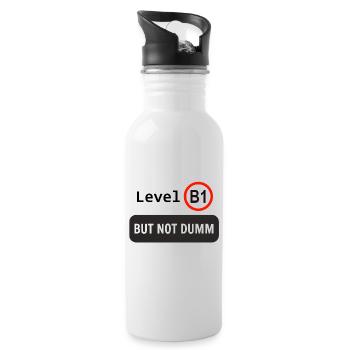 Level B1, but not dumm - Trinkflasche mit integriertem Trinkhalm - Weiß - Rechts