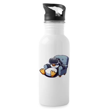 Penguin Virtual Reality Gamer Gamer Chill - Water bottle with straw - white - Right