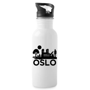 oslo silhouette wahrzeichen - Trinkflasche mit integriertem Trinkhalm - Weiß - Rechts