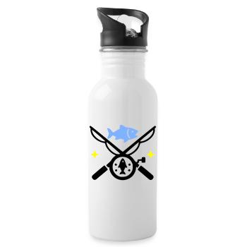 Pêche et pêche | Petri Heil Hobby Logo - Gourde avec paille intégrée - blanc - Droite