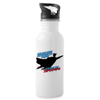 Ich bin ein Superpapa – Hero Dad Design - Trinkflasche mit integriertem Trinkhalm - Weiß - Rechts