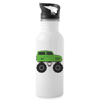 Monstertruck - Trinkflasche mit integriertem Trinkhalm - Weiß - Rechts
