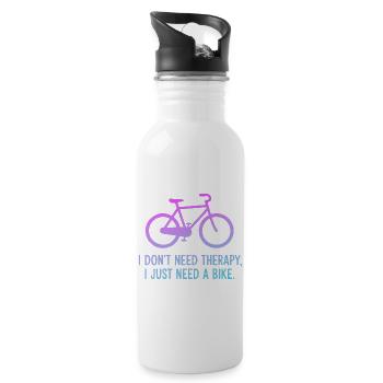 Bike Therapy Gradient Quote - Water bottle with straw - white - Right