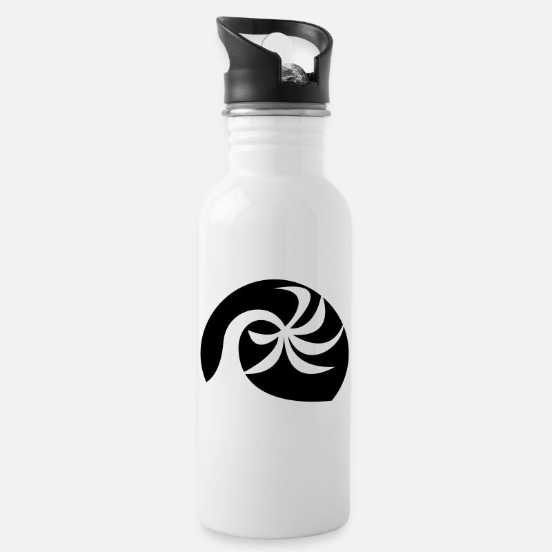 Palmenstrand - Trinkflasche mit integriertem Trinkhalm - Weiß