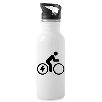 E-bike, E-Biker, Fahrradtour - Trinkflasche mit integriertem Trinkhalm - Weiß - Rechts