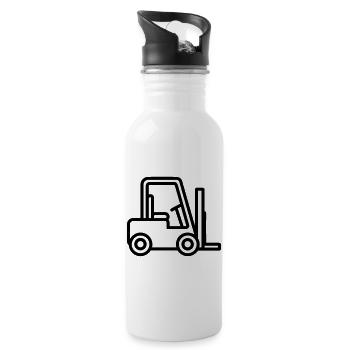 Gabelstapler - Trinkflasche mit integriertem Trinkhalm - Weiß - Rechts