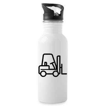 Gabelstapler - Trinkflasche mit integriertem Trinkhalm - Weiß - Rechts