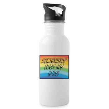 Remigriert Euch Ins Knie! - Trinkflasche mit integriertem Trinkhalm - Weiß - Rechts