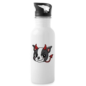 Boston – Teufel - Trinkflasche mit integriertem Trinkhalm - Weiß - Rechts