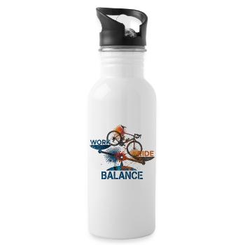 Work - Ride -Balance - Water bottle with straw - white - Right