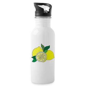 Citrus Print - Trinkflasche mit integriertem Trinkhalm - Weiß - Rechts