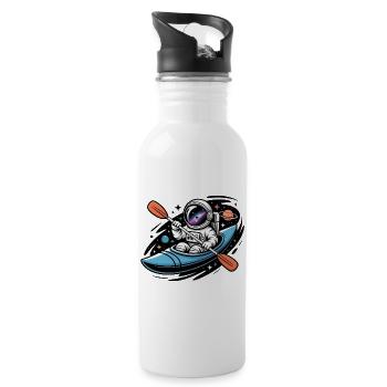 Astronauten-Kajak – Cooles Alien-Logo - Trinkflasche mit integriertem Trinkhalm - Weiß - Rechts