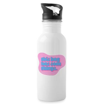 Funny Typography Design – This Bag Has Seen Things - Water bottle with straw - white - Right