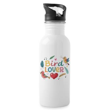 Colorful bird lovers - Water bottle with straw - white - Right