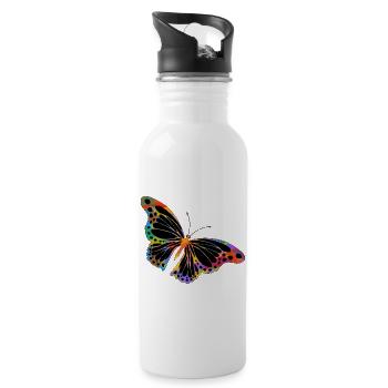 Schmetterling - Trinkflasche mit integriertem Trinkhalm - Weiß - Rechts