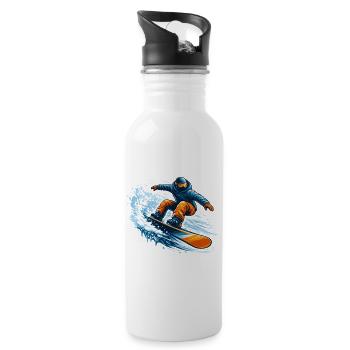 Snowboarder in Action – Winter Sport Design - Trinkflasche mit integriertem Trinkhalm - Weiß - Rechts