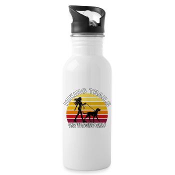 Hiking Trails and Wagging Tails Retro - Trinkflasche mit integriertem Trinkhalm - Weiß - Rechts