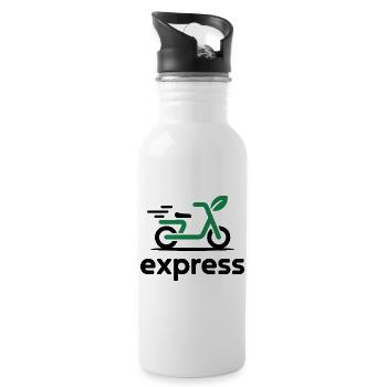 Eco Express Leaf Roller Logo - Trinkflasche mit integriertem Trinkhalm - Weiß - Rechts